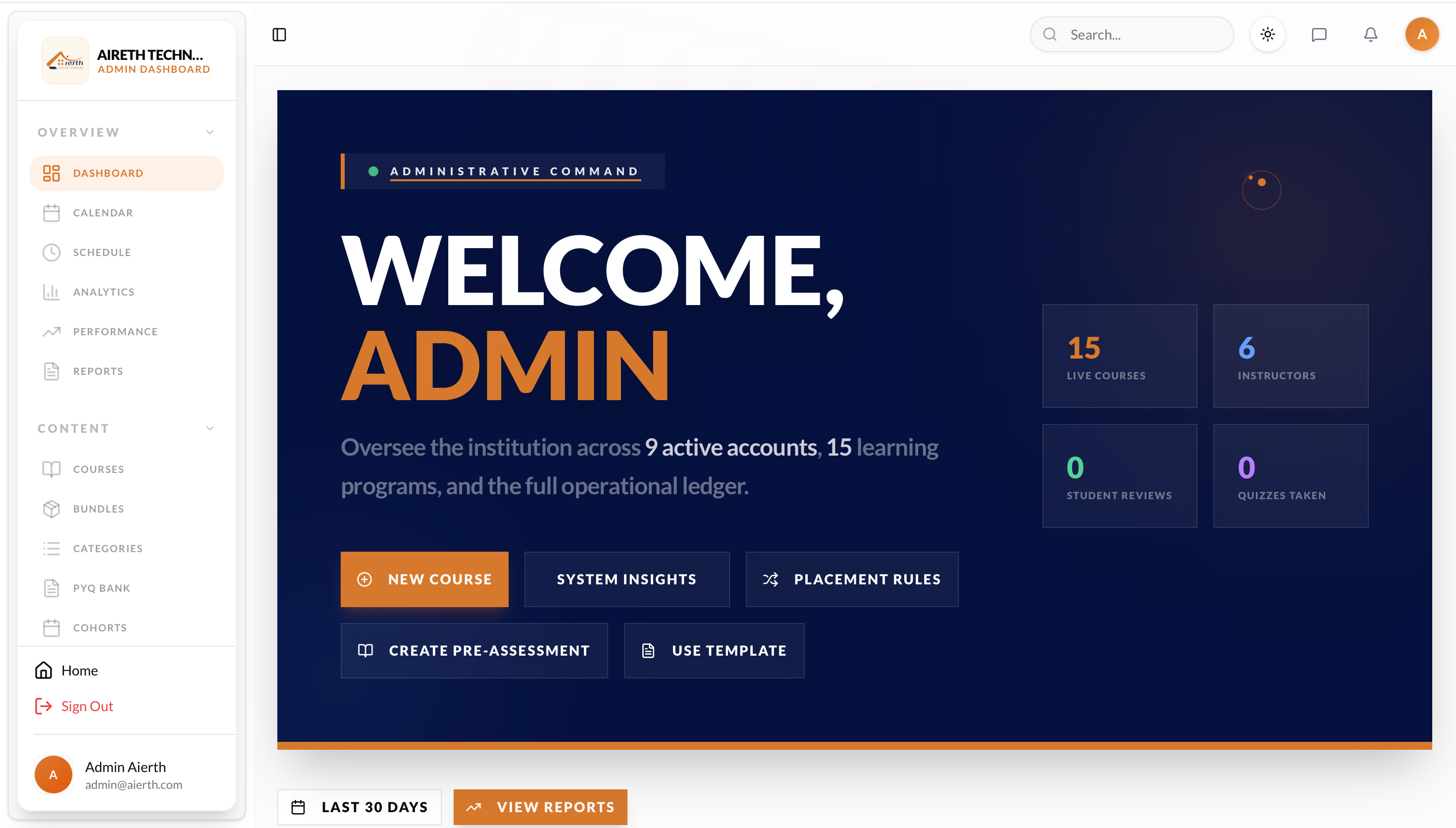 Aierth Tech dashboard